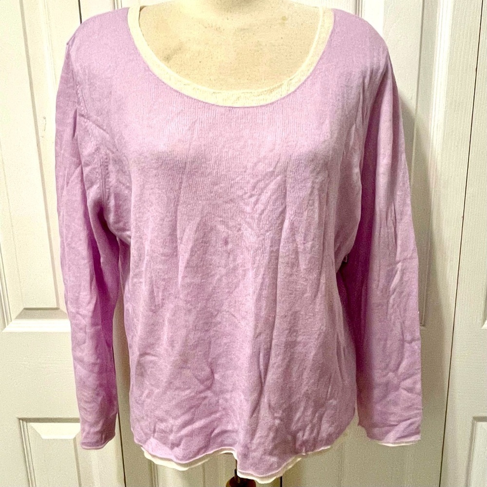 Eileen Fisher Lavender Long Sleeve Women's Gauzy light Weight Sweater